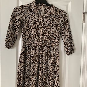 Girls button up leopard print dress